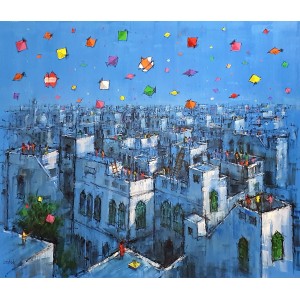 Zahid Saleem, 30 x 36 Inch, Acrylic on Canvas, Cityscape Painting, AC-ZS-143